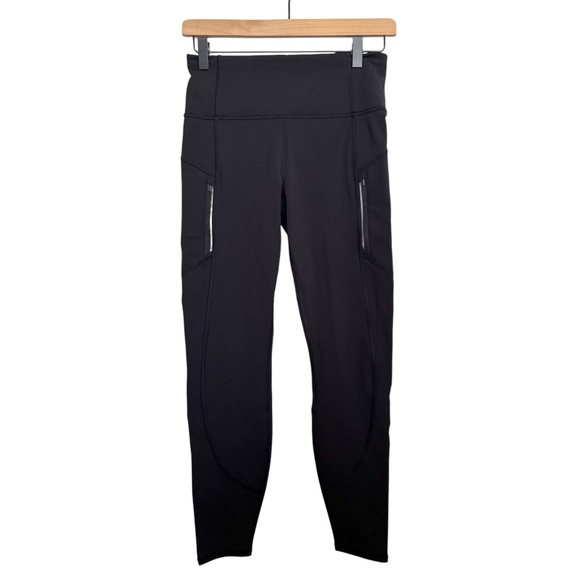 NWOT Athleta Rainier High Rise Legging Fleece Lined Tight Zippered Pockets